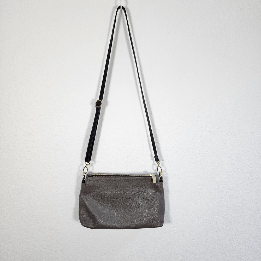 Valentina Handbag Gray Leather Shoulder Crossbody Bag  Made In Italy 12x8